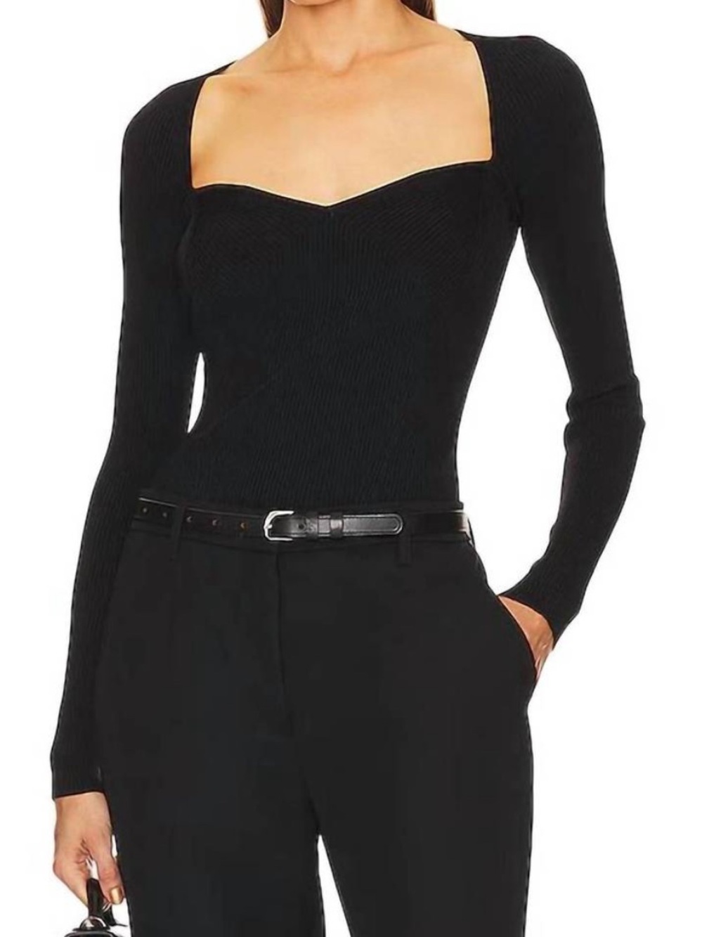 JONATHAN SIMKHAI giuliana sweetheart bustier top long sleeve black S small